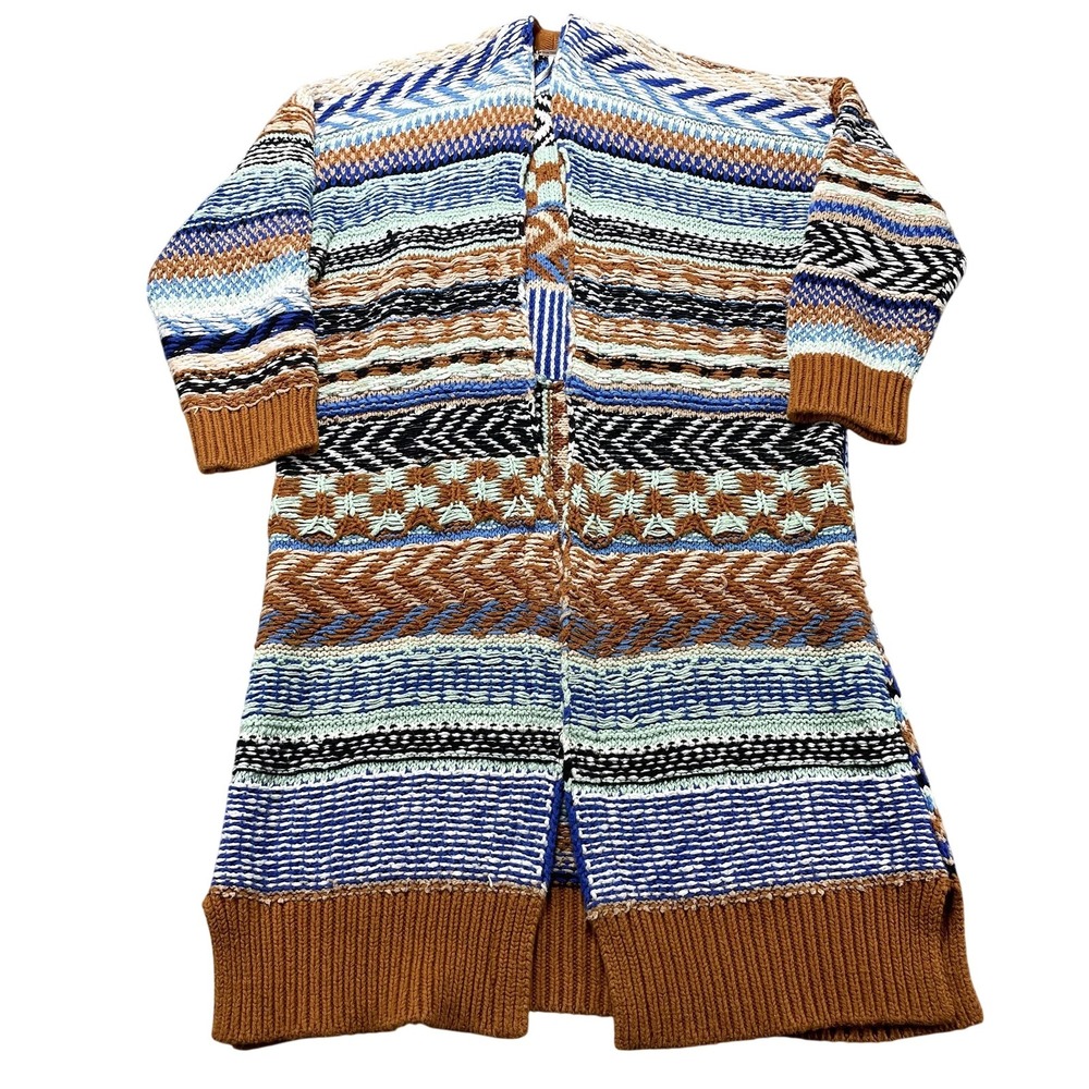 Free People Sweater Cardigan Womens XS Multicolor Stripe Knit Longline Open